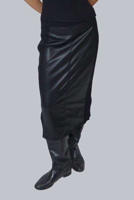 VEGAN LEATHER COMBO SKIRT