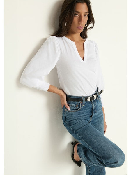 FLORA PEASANT TEE-WHITE