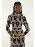 STRIPED TIGERS BLACK TULLE BLOUSE