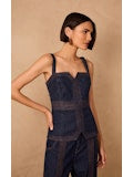 DENIM CORSET W TOPSTITCHING