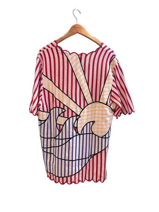 NAVY STRIPES OFF-WHITE MINI DRESS