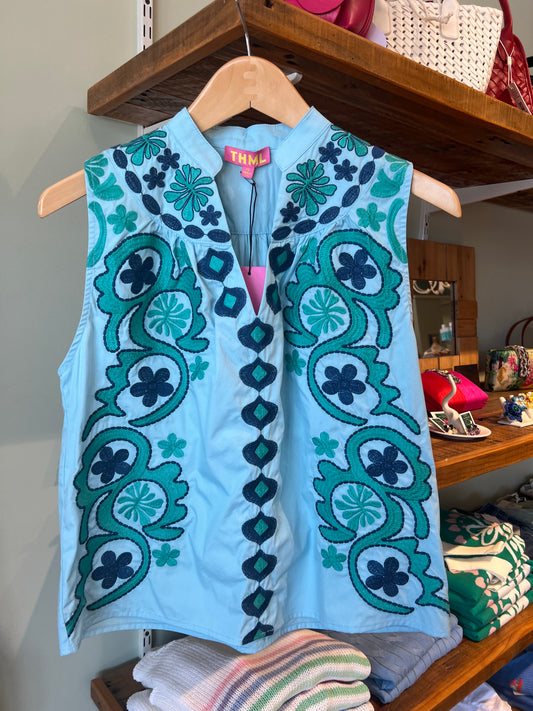 SYNNE EMBROIDERED SLEEVELESS TOP
