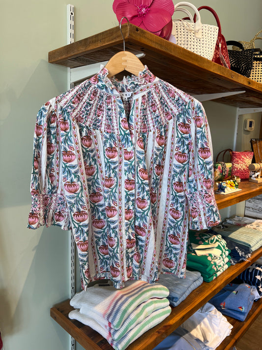 SHORT SLEEVE FLOWER PRINT TOP