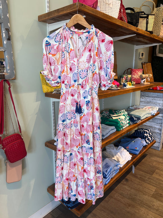 SMOCKED WAIST PRINT TIERED DRESS