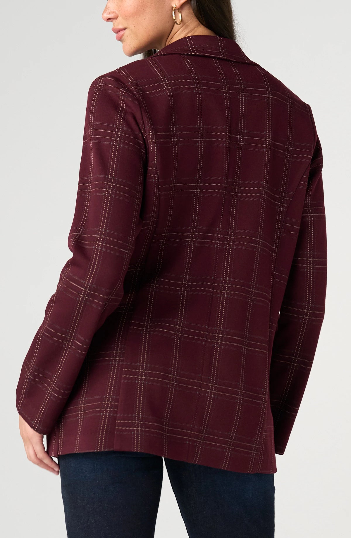 BOYFRIEND BLAZER - BURGUNDY PLAID