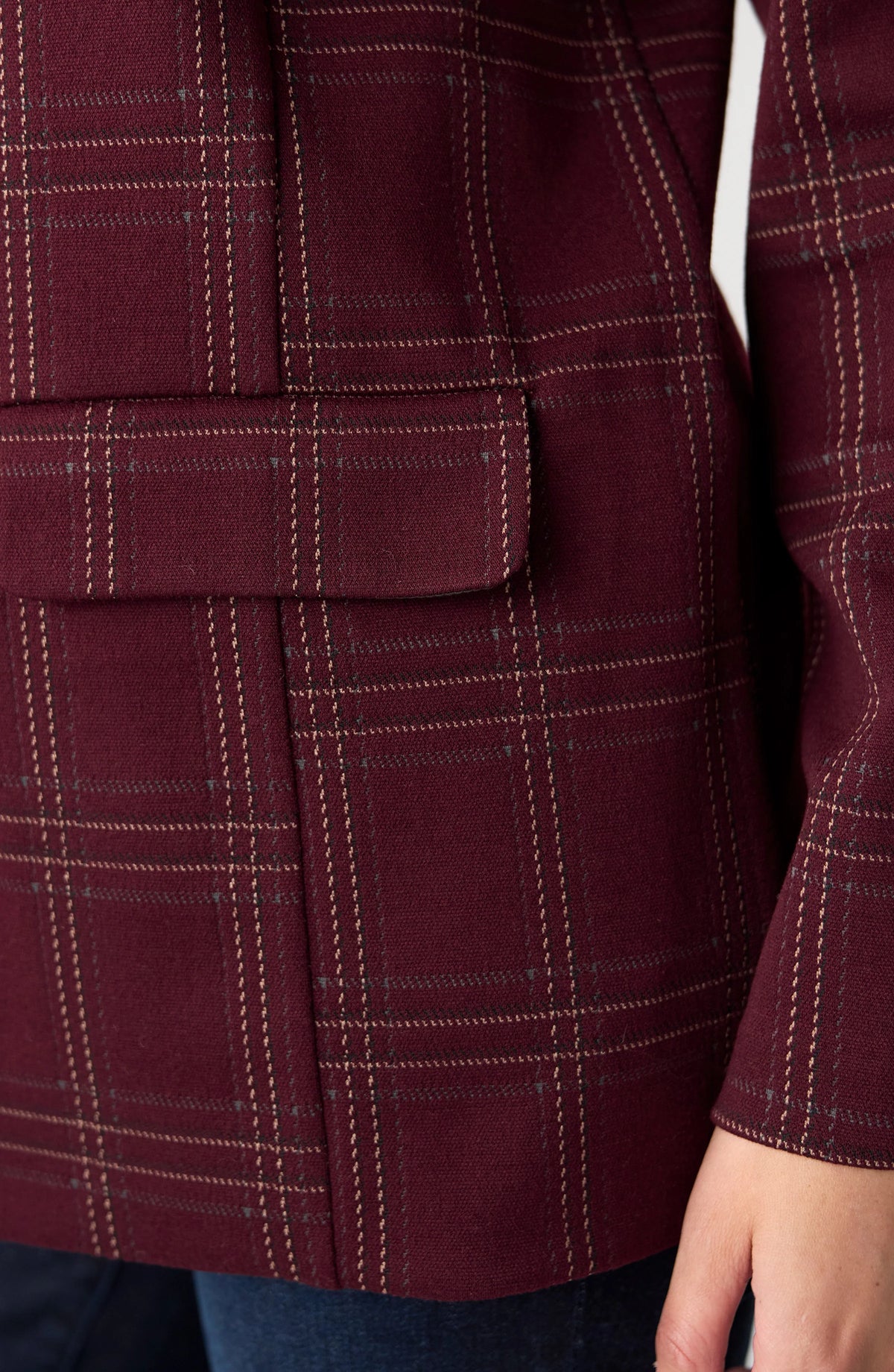 BOYFRIEND BLAZER - BURGUNDY PLAID