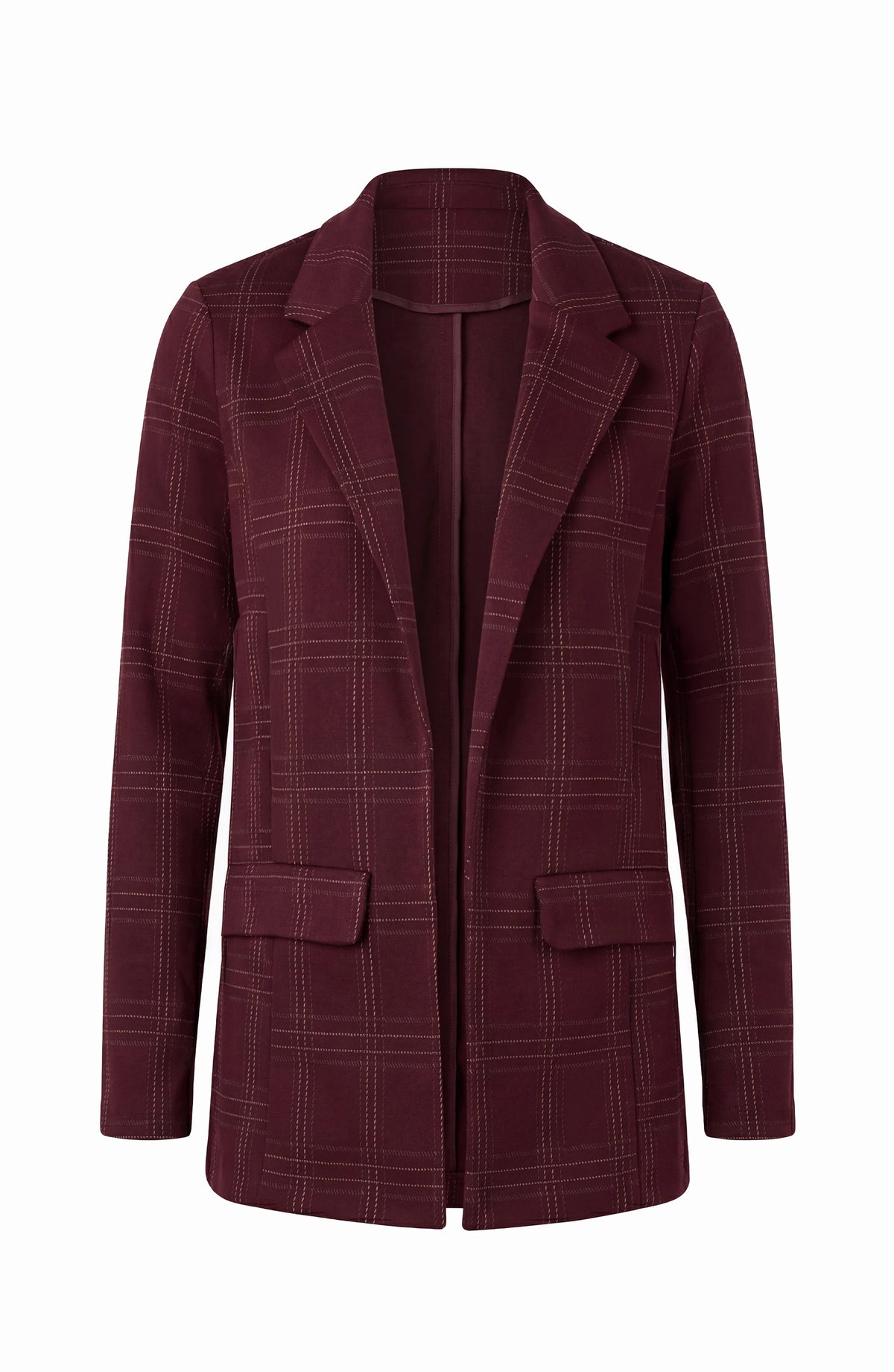 BOYFRIEND BLAZER - BURGUNDY PLAID