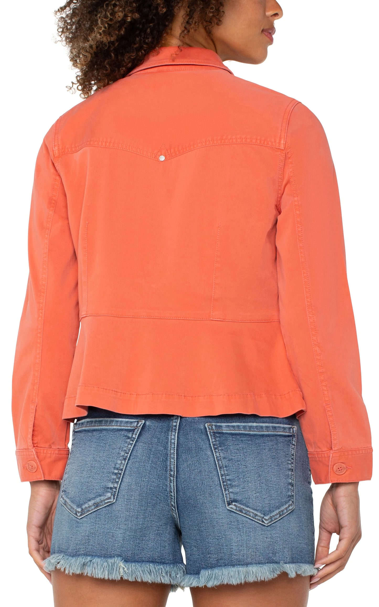 PEPLUM HEM TRUCKER-PAPAYA
