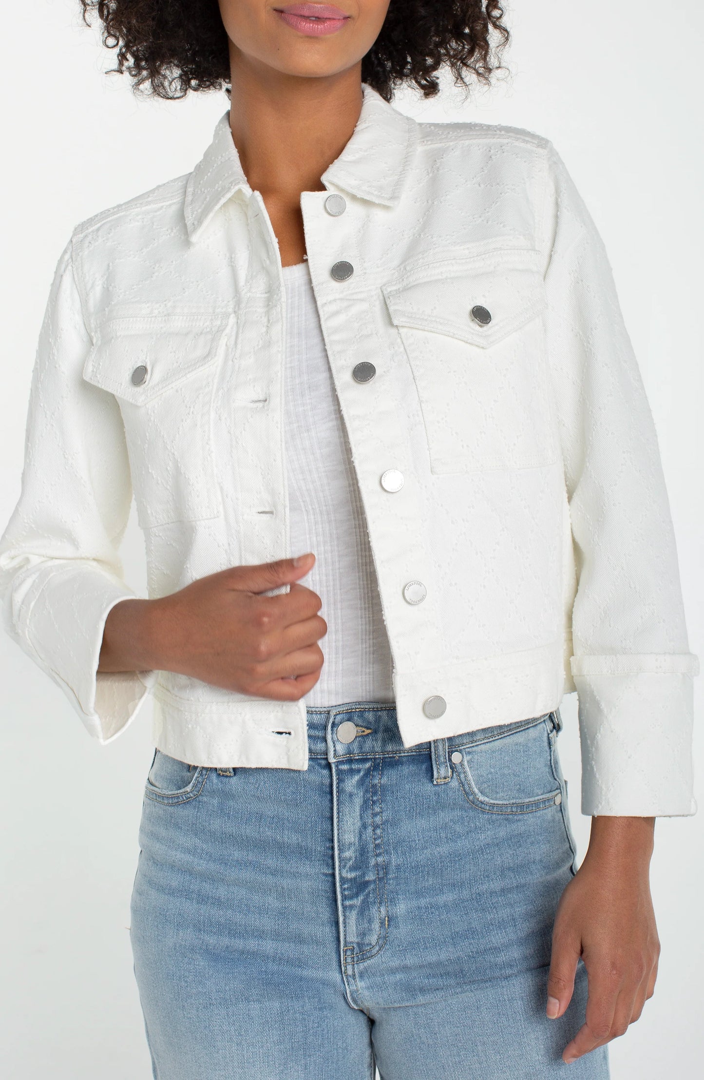 CROPPED JACKET W BRACELET LENGTH CUFFED SLEEVE