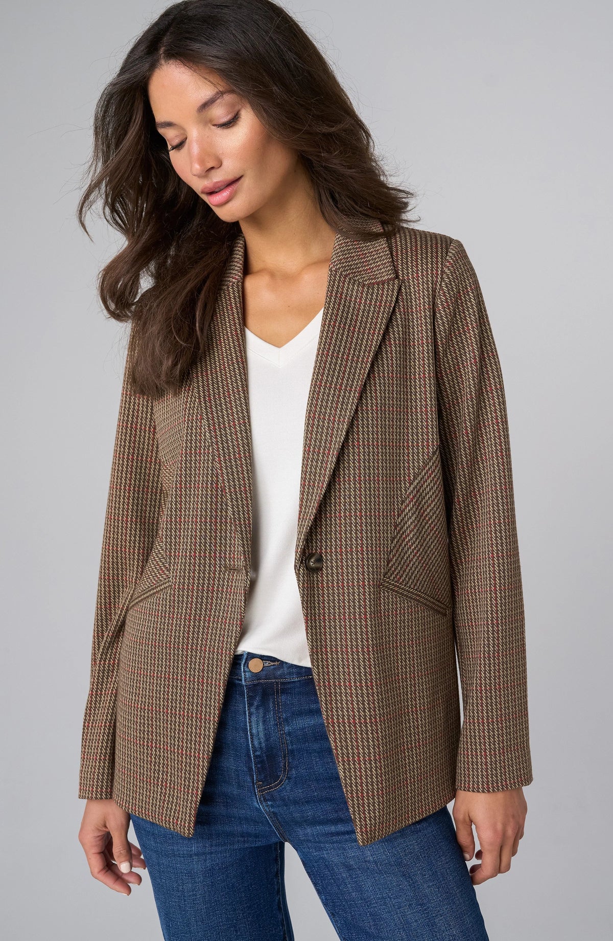FITTED CUTAWAY BLAZER - HERRINGBONE
