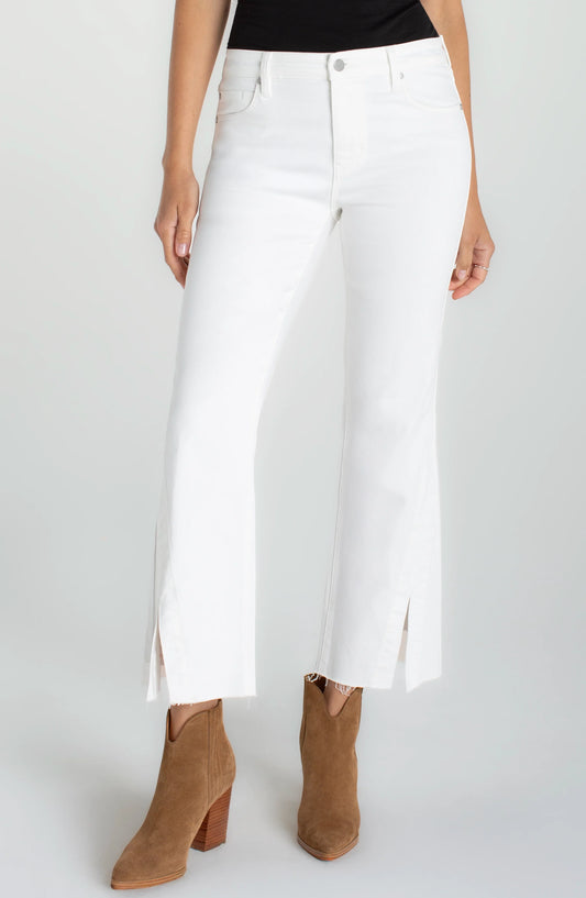 HANNAH CROP FLARE WITH TWISTED SLIT - WHITE
