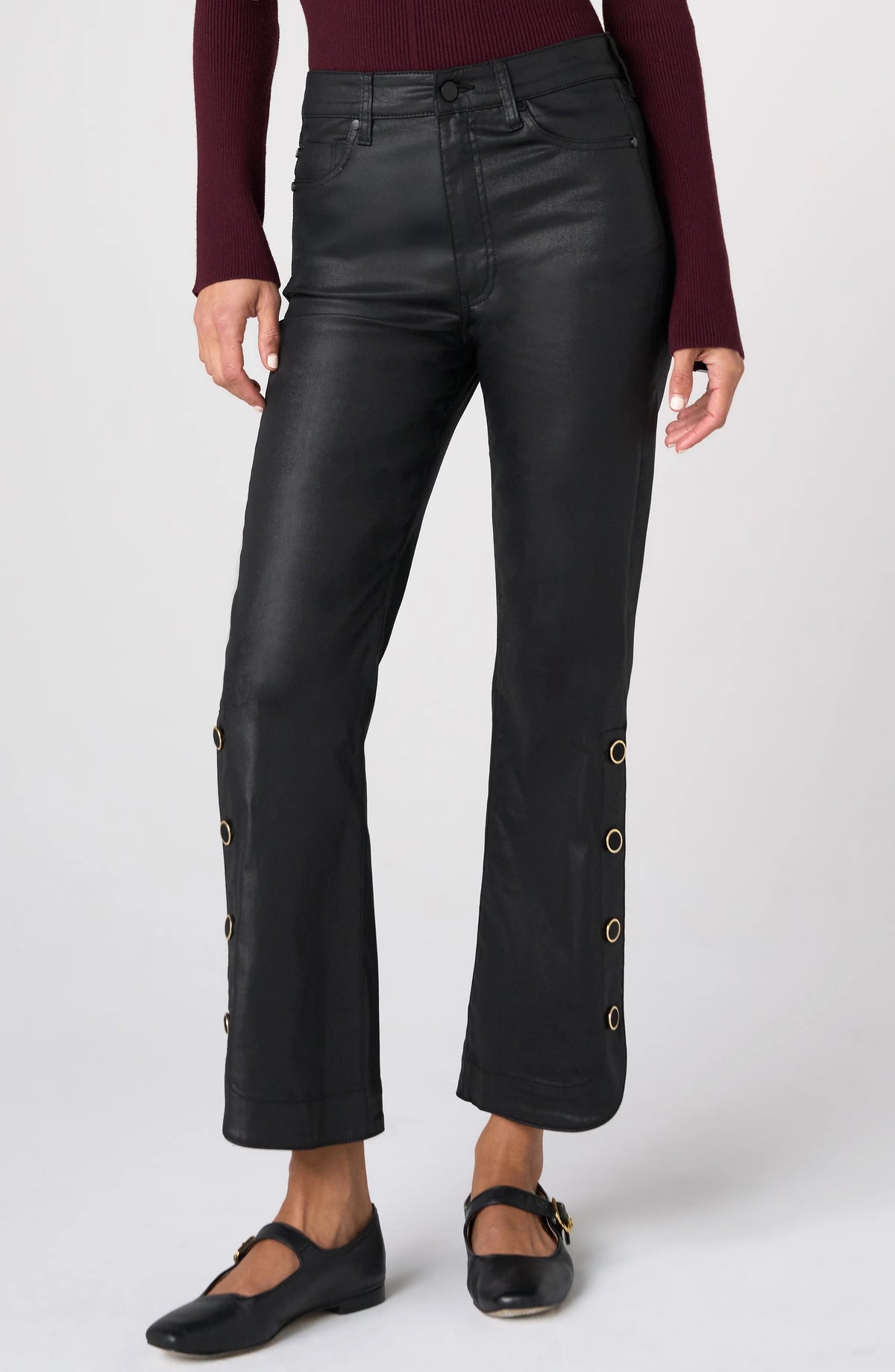 HANNAH CROP FLARE W BUTTON SLIT