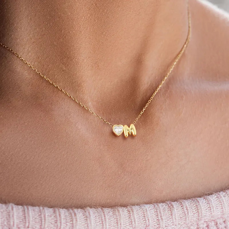 VINTAGE INITIAL WITH HEART NECKLACE