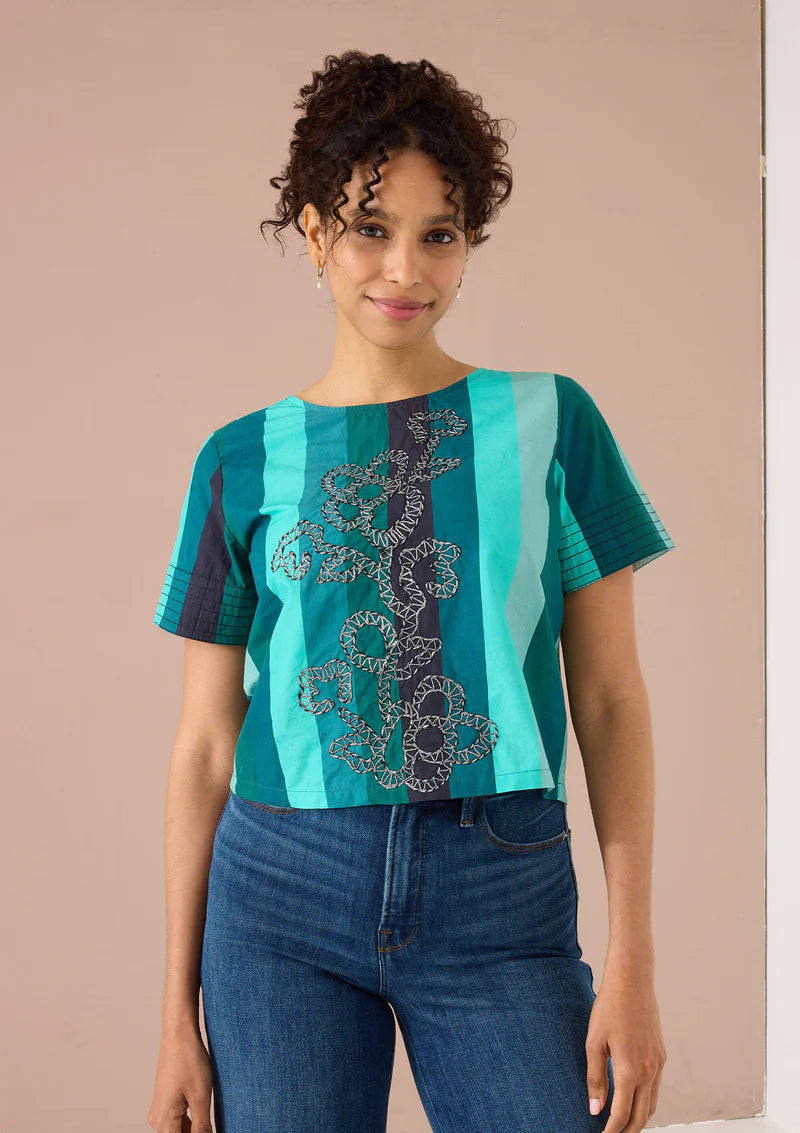 VELVET BOW BACK LYNN TOP - TEAL