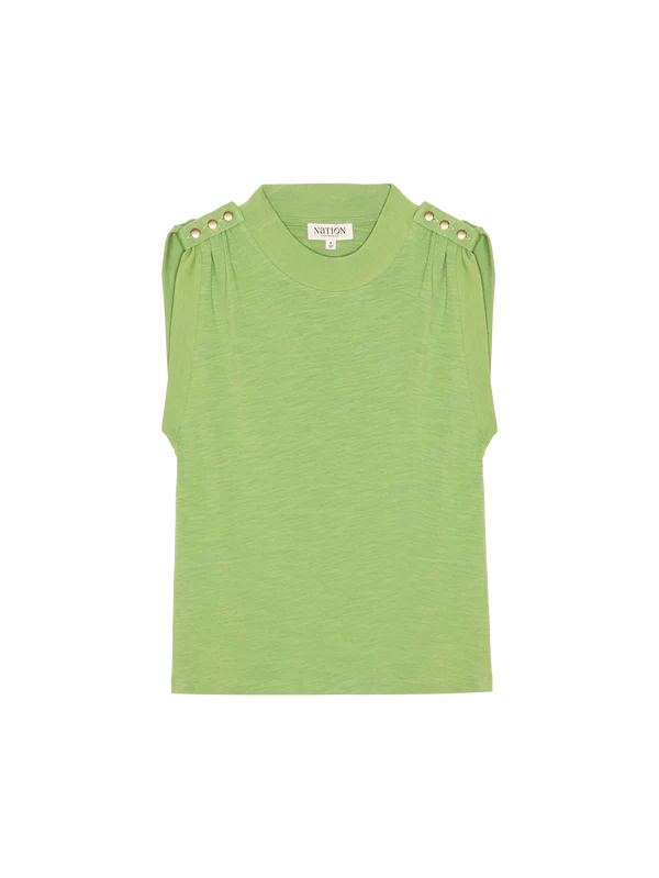 MIKKA BUTTONED SHOULDER TANK - CACTUS