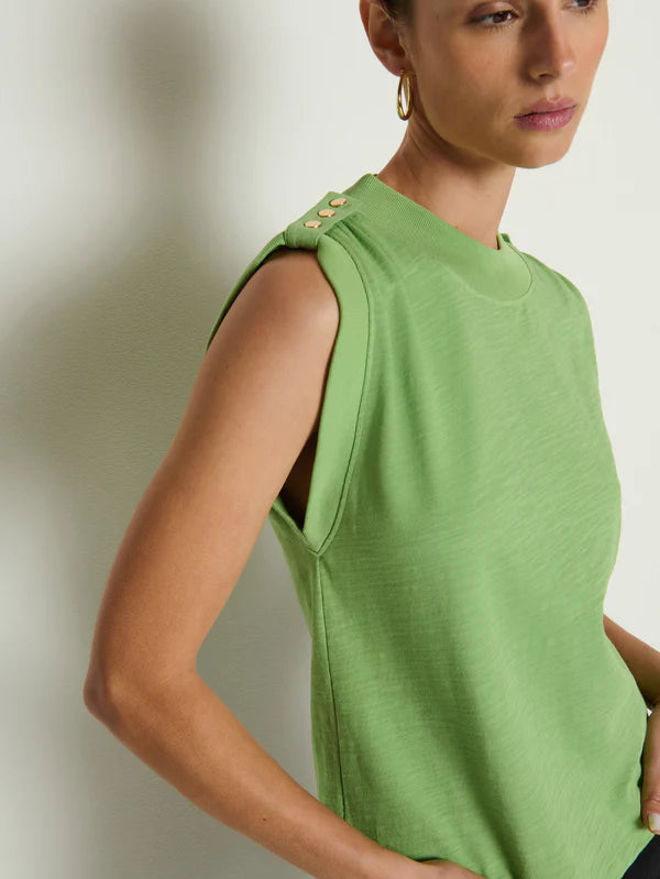 MIKKA BUTTONED SHOULDER TANK - CACTUS