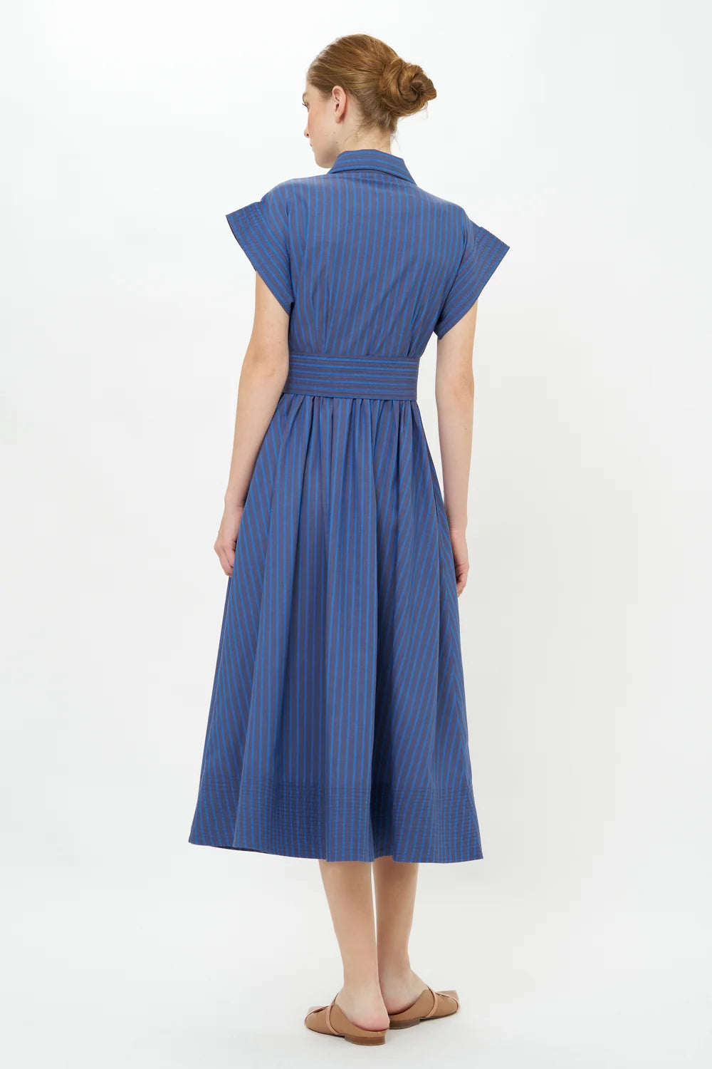 MORGAN BELTED SHIRT DRESS - BLUE