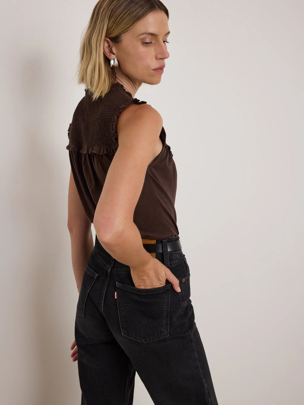 NELLY SMOCKED TOP- COCAO