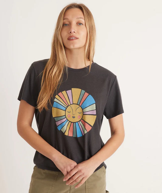 Re-Spun Crop Graphic Tee in Washed Black