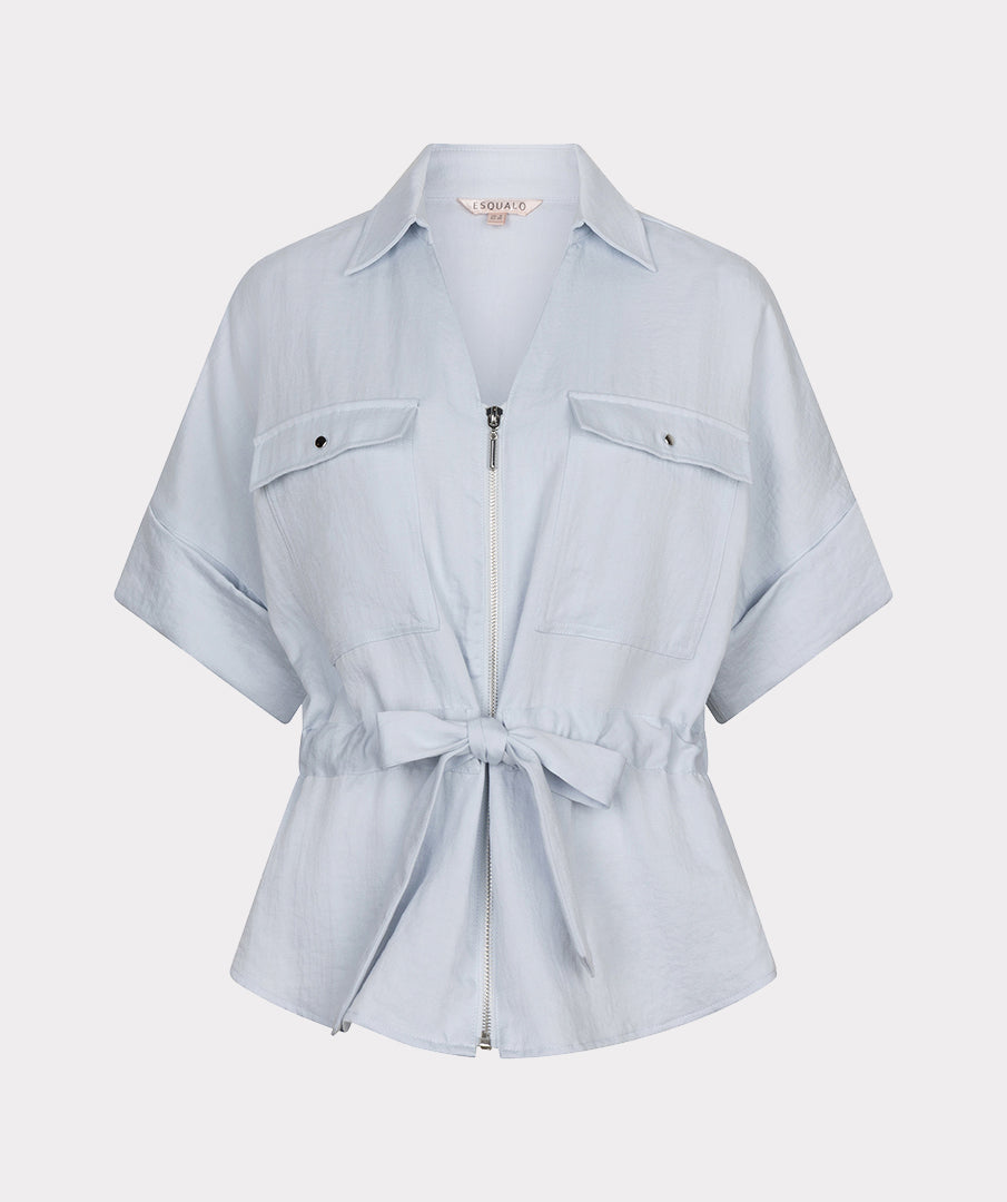 BLOUSE W ZIPPER FINE CRINKLE