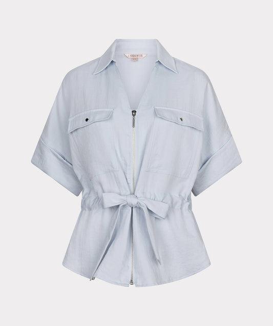 BLOUSE W ZIPPER FINE CRINKLE