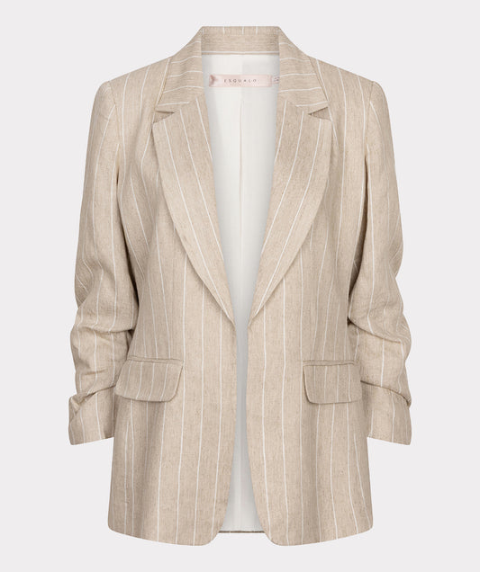 LINEN STRIPE BLAZER -SAND