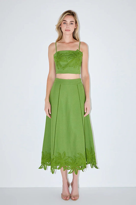 EYELET MIDI SKIRT