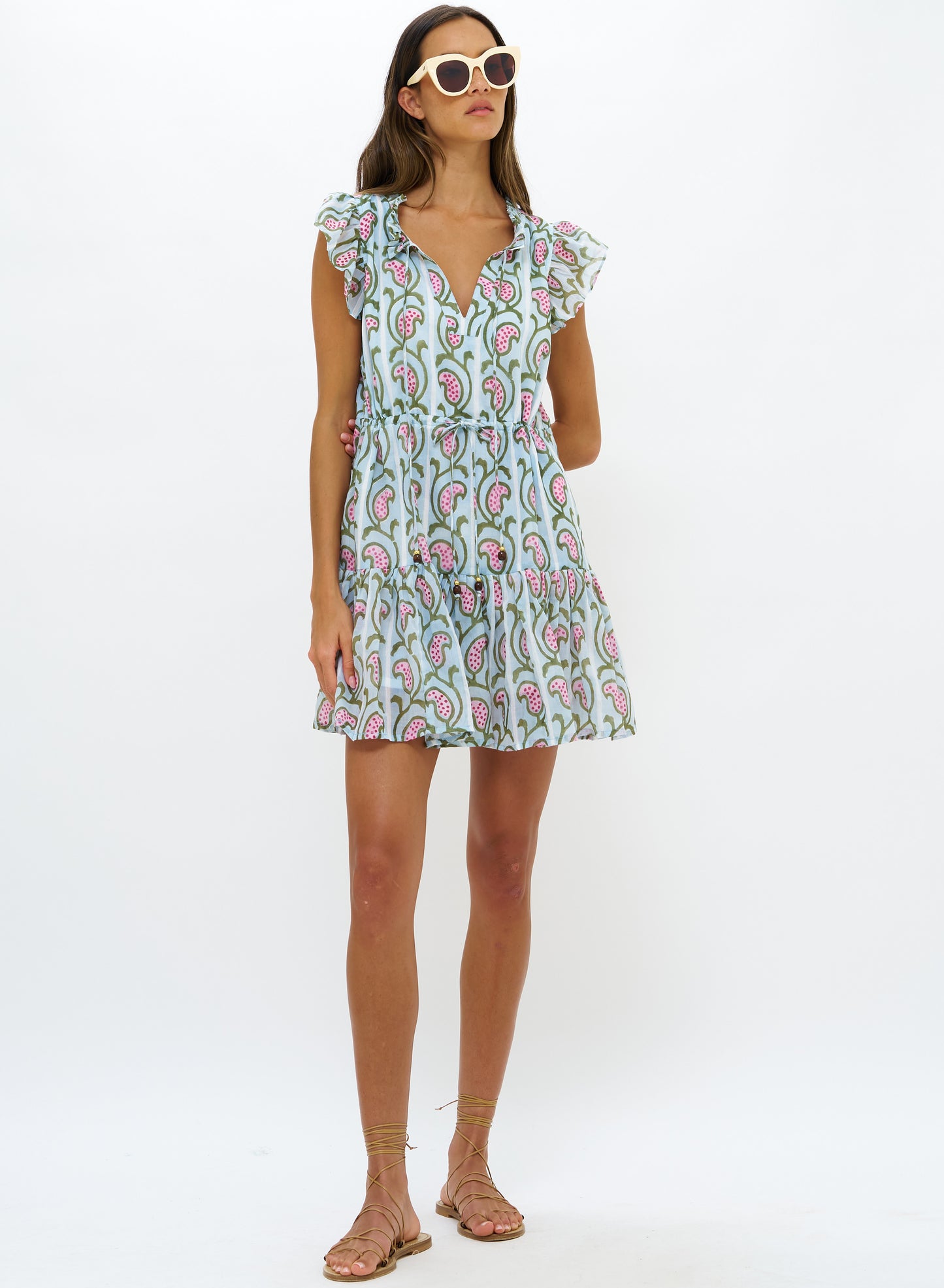 CINCHED FLIRTY SHORT - GOA GREEN