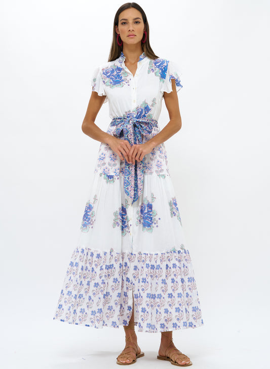 RUFFLE COLLAR BUTTON MAXI - PORTOFINO AQUA
