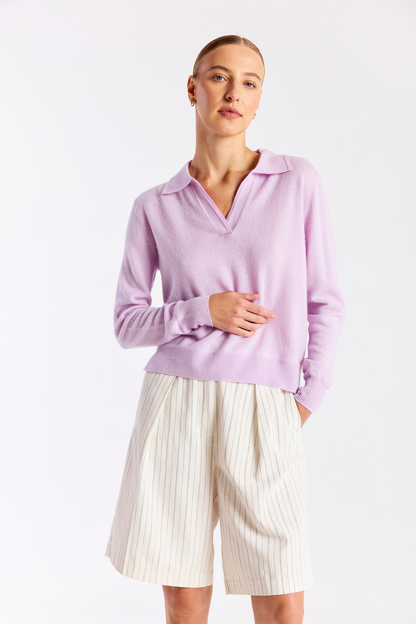COLLARED SWEATER - LAVENDER