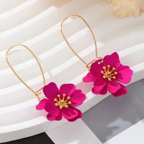 ALLOY FLOWERS ON LONG HOOP