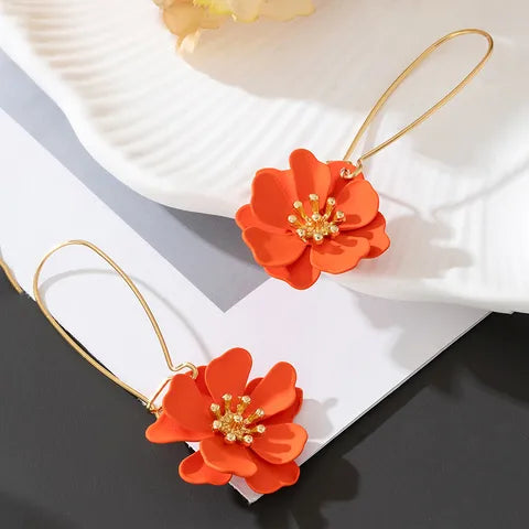 ALLOY FLOWERS ON LONG HOOP