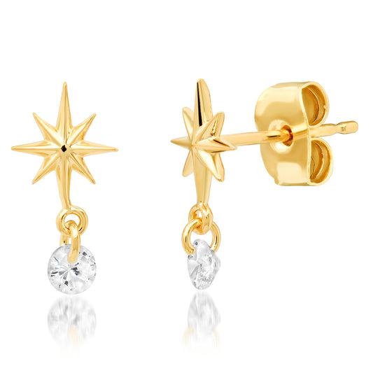 STARBURST STUD W/ CZ DANGLE