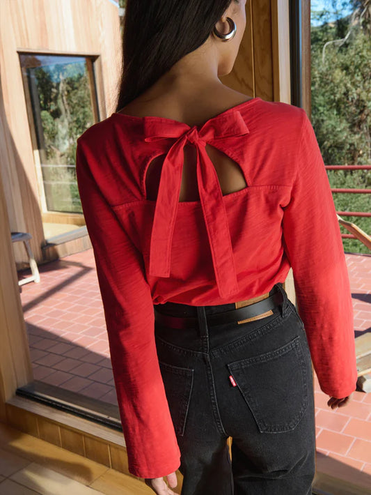 TAVIN TIE BACK TOP - POINTSETTIA