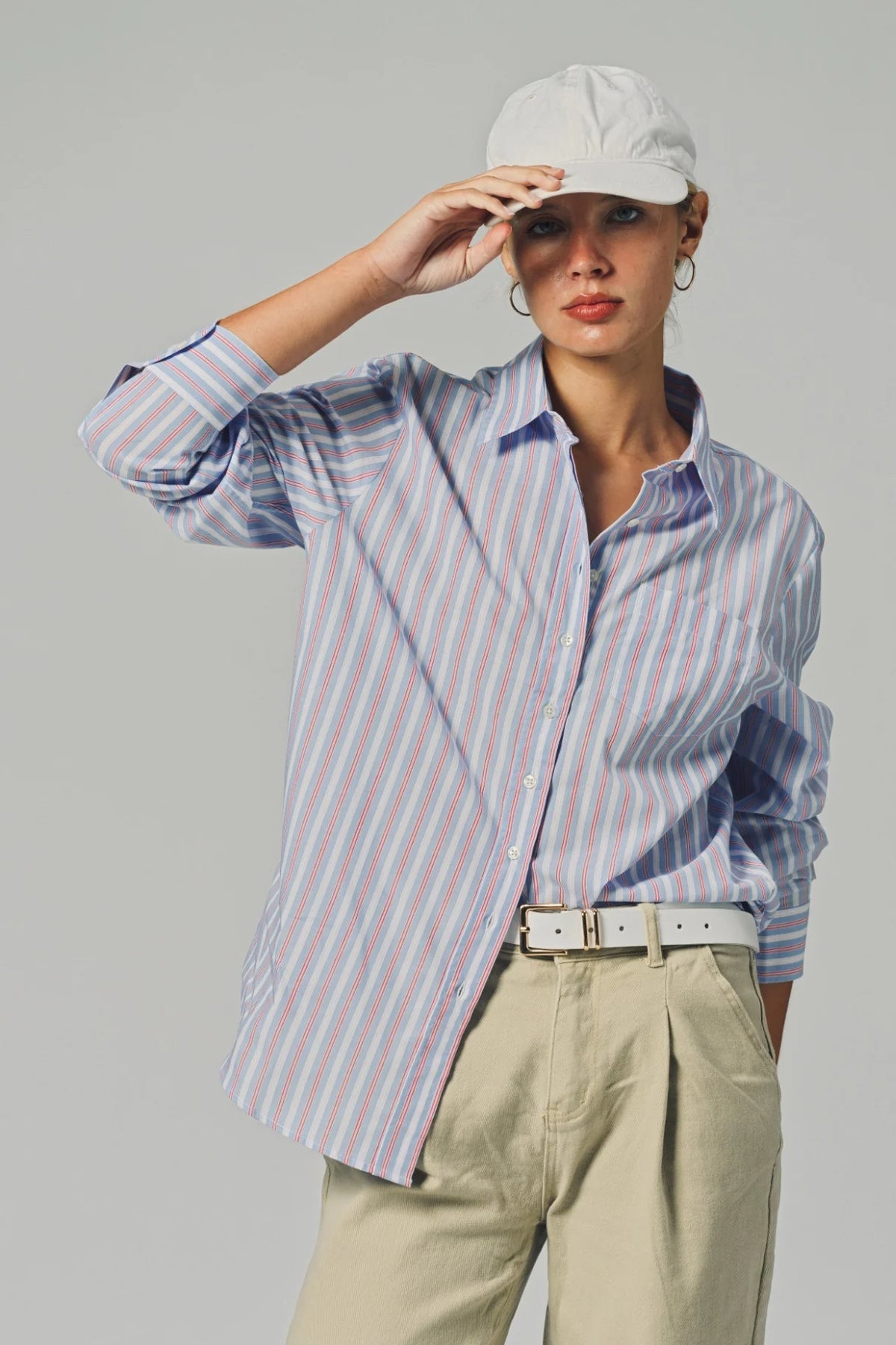 THE BOYFRIEND SHIRT-PINK STRIPE
