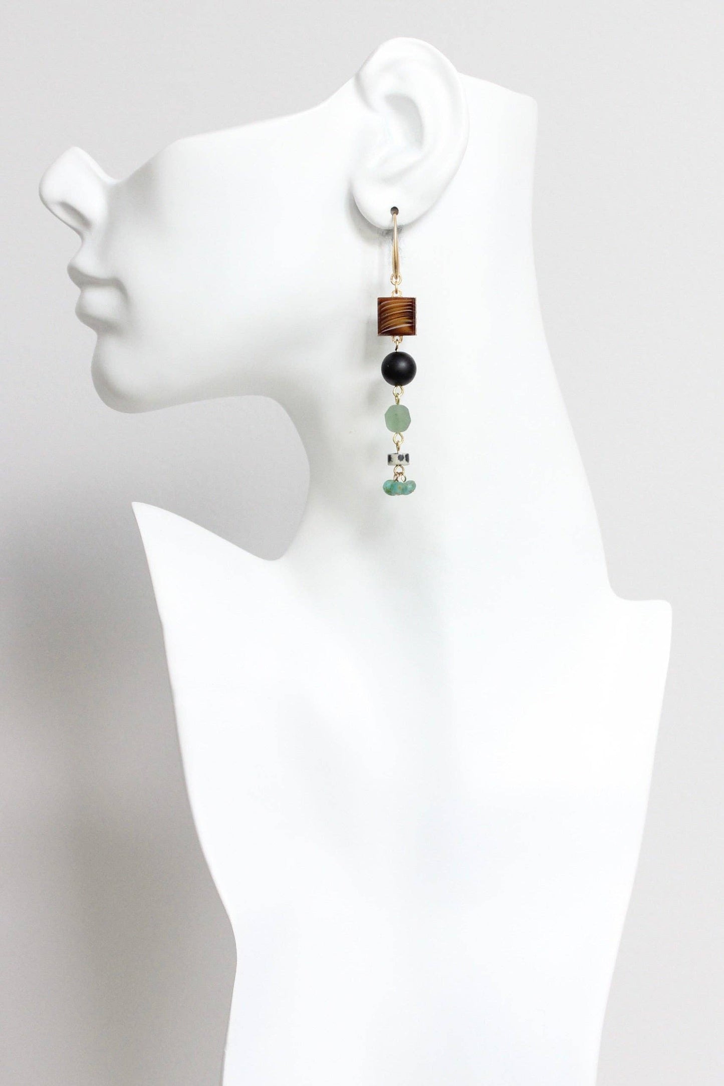LEXE44 Vintage glass long earrings