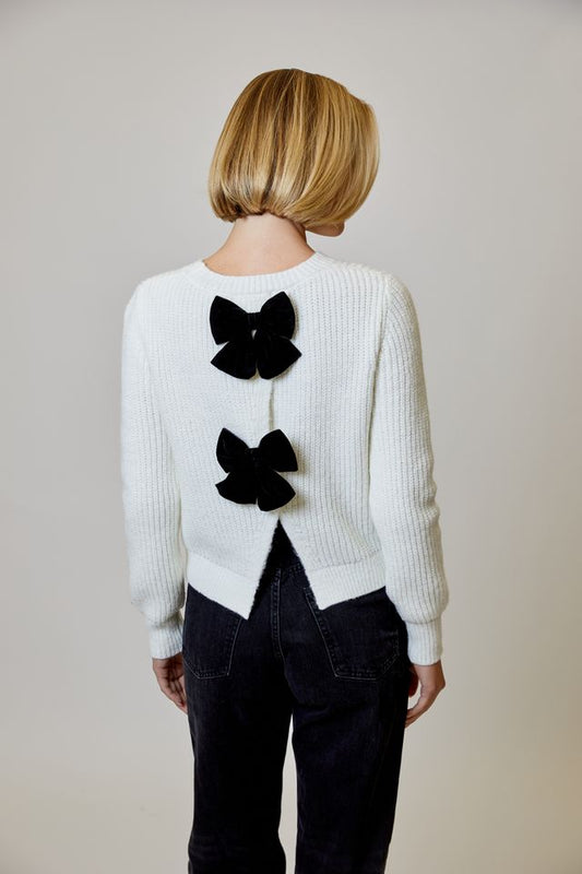 BOW BACK SWEATER - CREAM