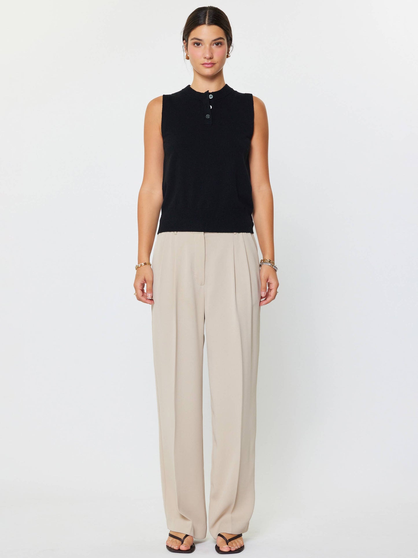Sleeveless Henley Knit Vest