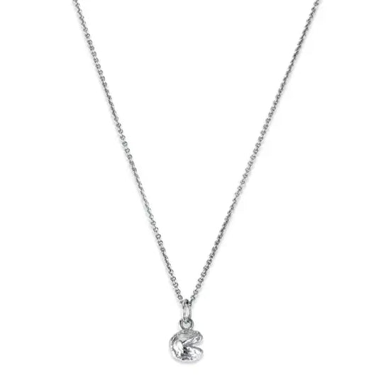 SUPER MINI FORTUNE COOKIE PENDANT - SILVER