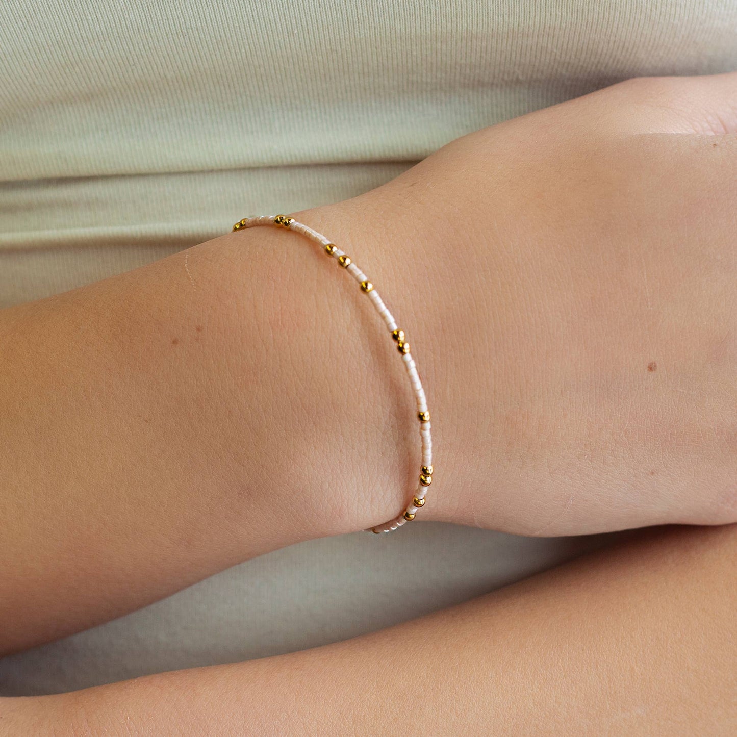 Confetti Beaded Bangle-Champagne, Adjustable  Bracelets