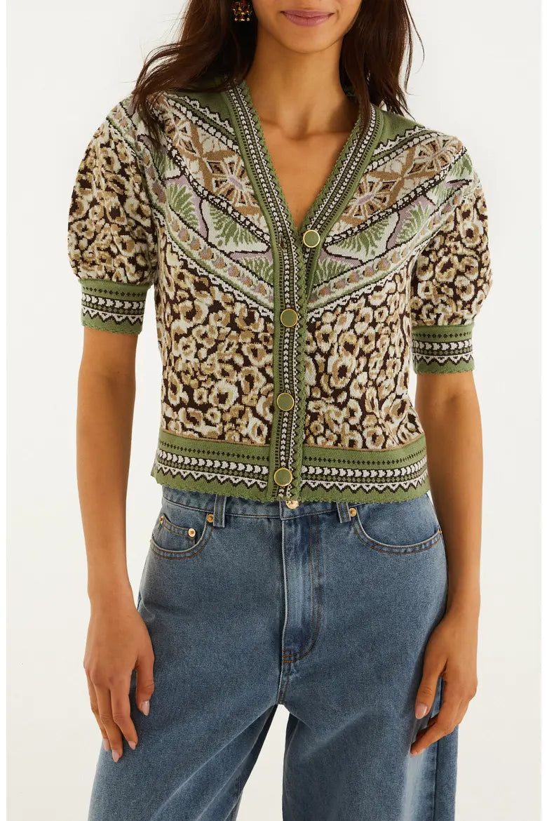 LEOPARD KNIT SHORT SLEEVE