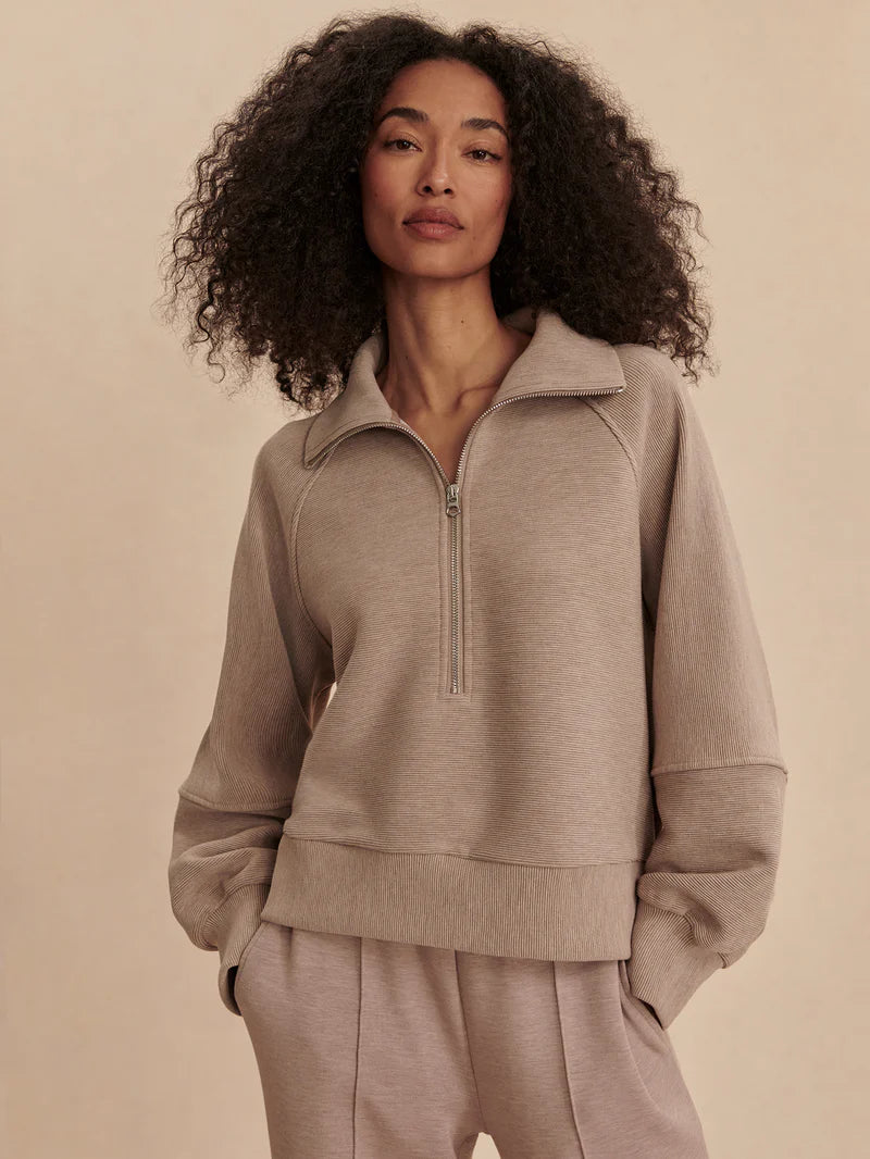 MILANO HALF ZIP - TAUPE MARL