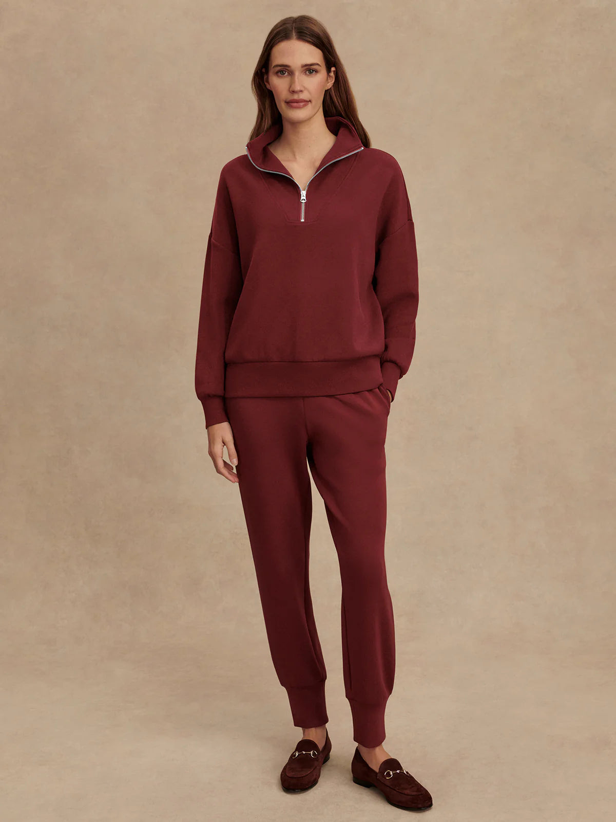 HAWLEY HALF ZIP SWEATSHIRT - NEW MAROON