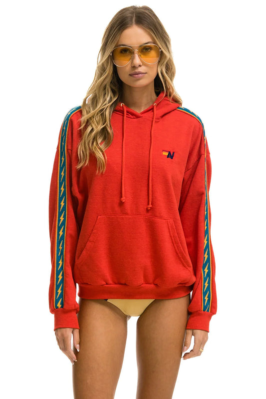 BOLT STRIPE-RELAXED PULLOVER HOODIE-RED