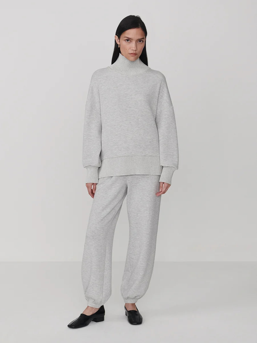 BARKER HIGH NECK SWEATSHIRT - LIGHT GREY MARL