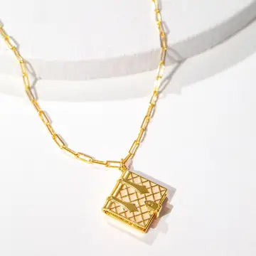 BOOK LOCKET - MOTHER OF PEARL/GOLD