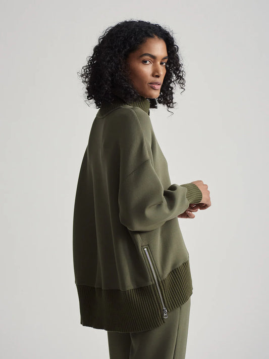 BARKER HIGH NECK SWEATSHIRT - OLIVE NIGHT