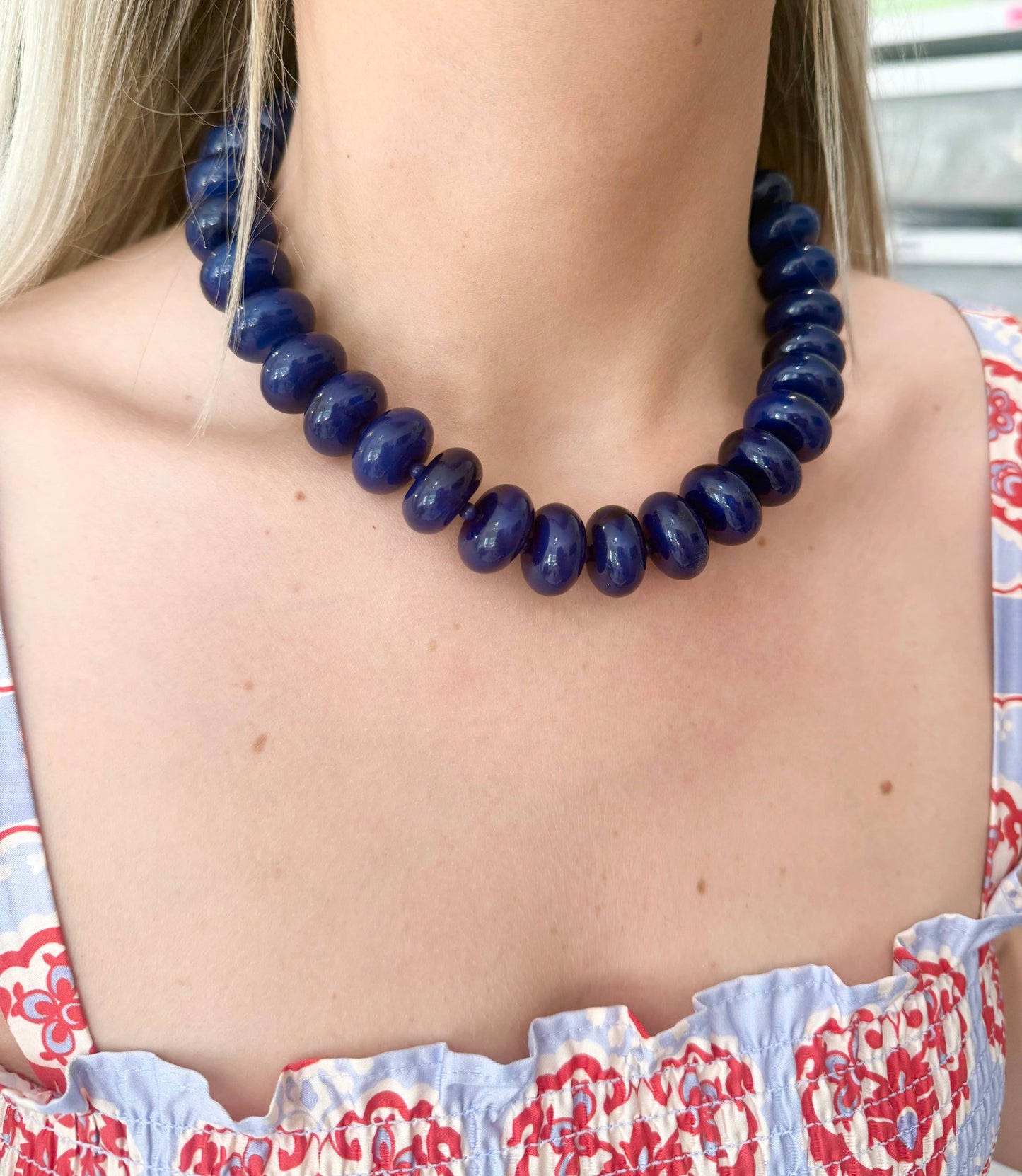 Bailey Chunky Beaded Necklace- Teal