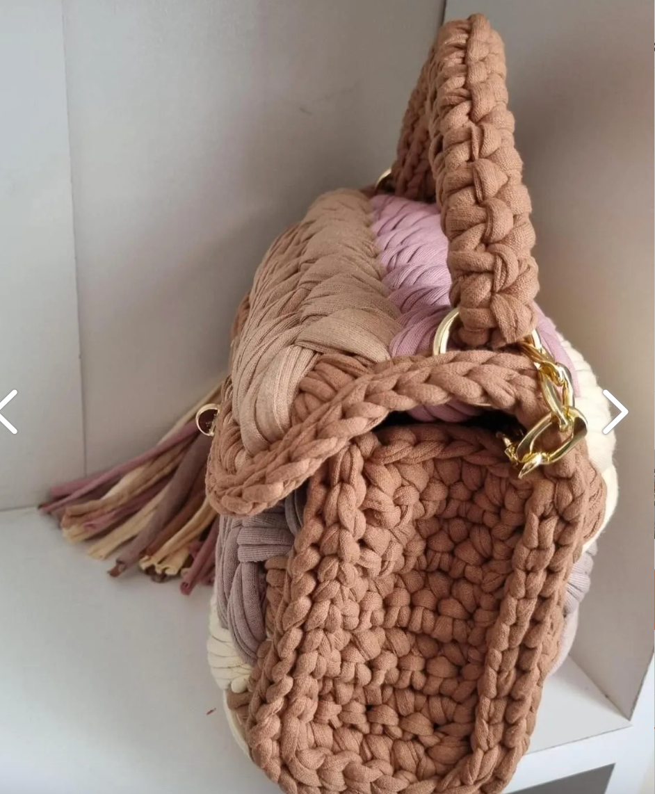 HANDMADE CROCHET BAG - BROWN TONES