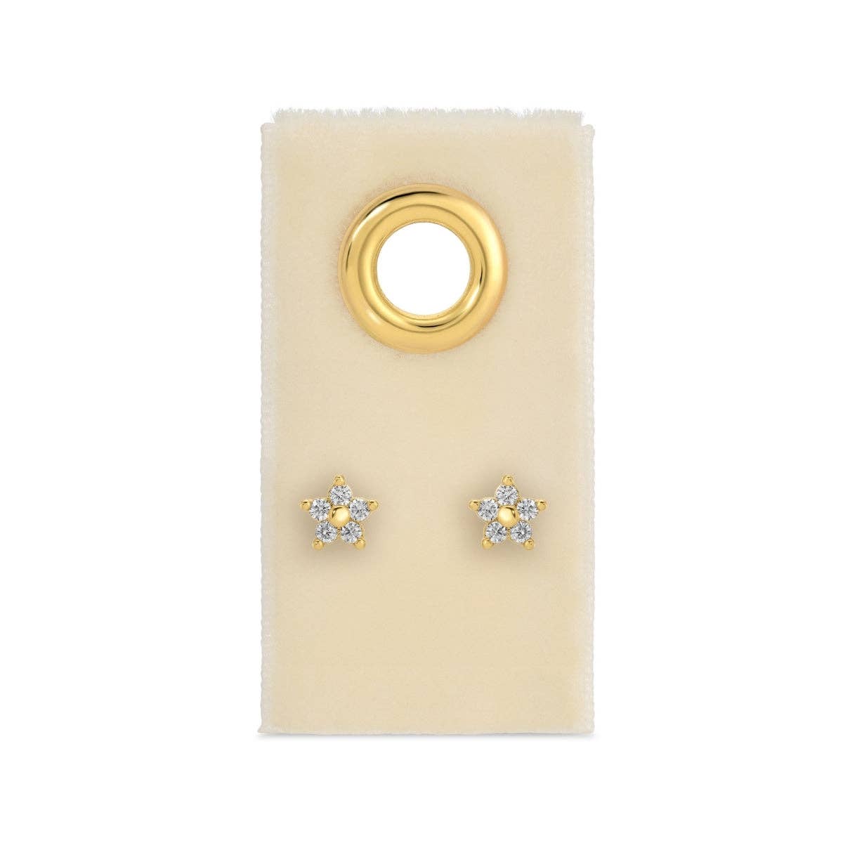Delicate Flower Studs on Velvet Tag